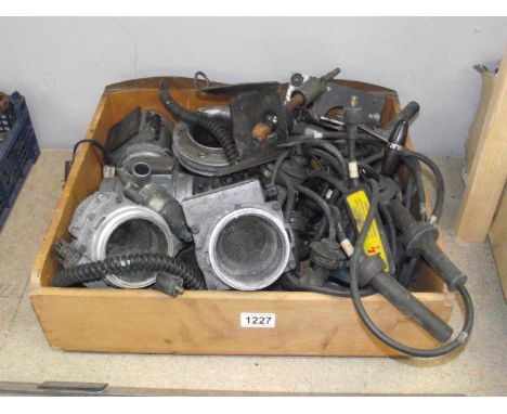 A box of Bosch and Lucas air flow meters etc.