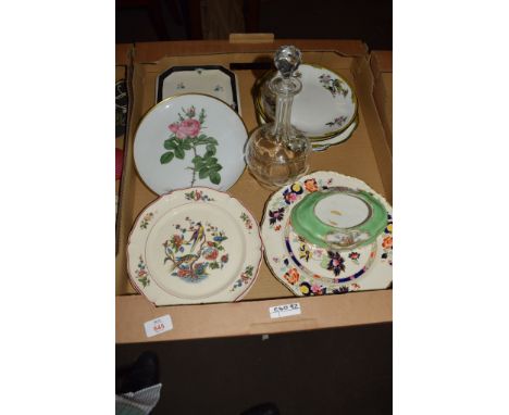 TRAY CONTAINING MAINLY CERAMIC ITEMS INCLUDING PLATES BY VILLEROY &amp; BOCH DECORATED WITH A KAKIEMON STYLE PRINT