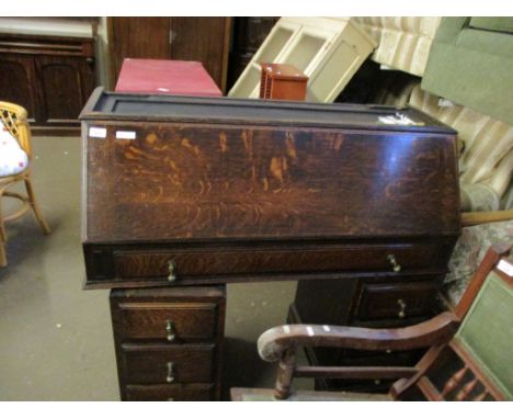 VINTAGE OAK TWIN PEDESTAL DESK, 108CM WIDE