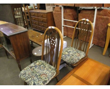 PAIR OF STICK AND WHEEL BACK DINING CHAIRS