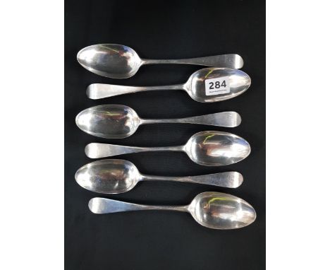 SET OF 6 VERY EARLY SILVER SERVING SPOONS SIGNED S.W  381.4G 