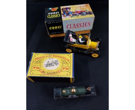 CLASSIC CORGI MODEL T FORD 1915 VINTAGE TOY AND LESNEV NO.14 MODEL OF YESTERYEAR TRAIN BOTH BOXED 