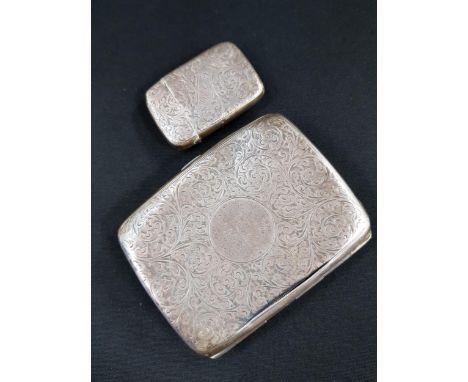 SILVER CIGARETTE CASE AND VESTA 93G 