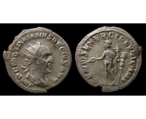 Trajan Decius Silver AntoninianusObverse: IMP C M Q TRAIAN DECIVS AVG, radiate bust right.Reverse: GENIVS EXER ILLVRICIANI, G