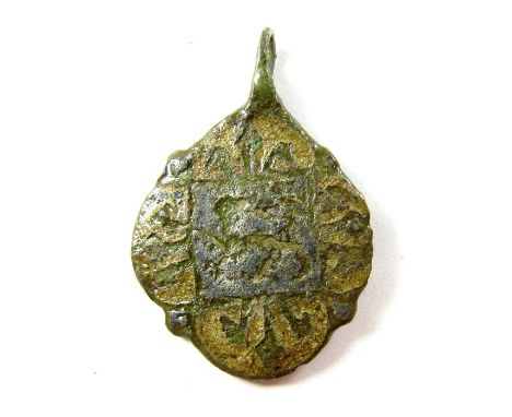 Medieval Enamelled Harness PendantMedieval pendant, Circa 14th century. A copper-alloy medieval horse harness pendant, semi q