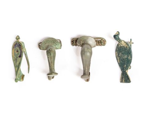 RomanBrooch Group.  A mixed lot of four copper-alloy brooches. Within this lot, two completely intact (including pin and spri