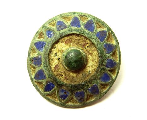 Romano-British enamelled button or fittingA beautifully well preserved piece with most of the enamel intact, Circa 1st-2nd ce