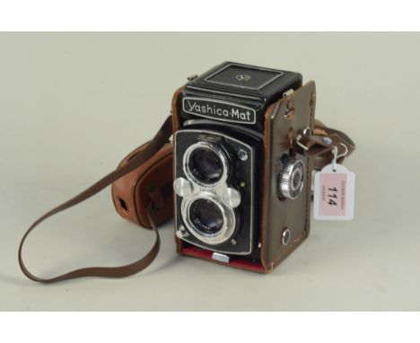 A vintage circa 1950's Yashica-Mat Copal MXV camera in original case with an AGFA Lucimeter three light meter