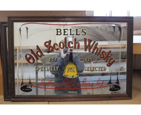 Four vintage advertising mirrors, Rolls Royce, Smirnoff, Martini &amp; Bells