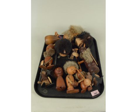 A selection of vintage Scandinavian carved wood Viking figures