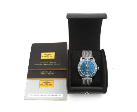 A steel Breitling Super Ocean gentleman's wristwatch, 2014. Automatic. Super Ocean model, Heritage 46. Special Edition. A blu