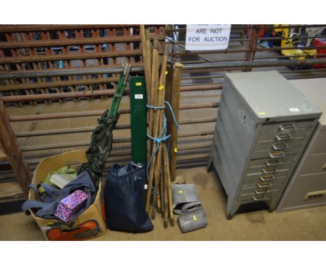 A quantity of lead; a sledge hammer; draining rods; met post holder and a car cover