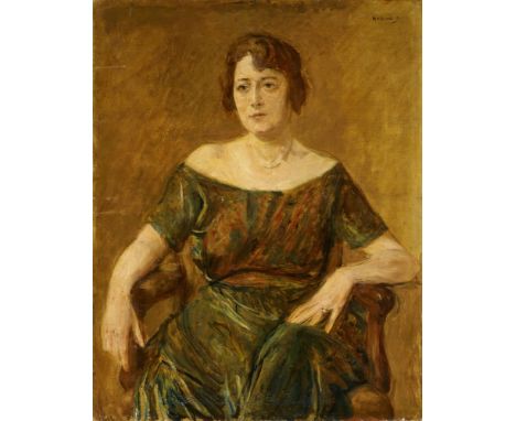   Max LiebermannPortrait Ella Weidmann  Öl auf Leinwand 95,5/97 x 76,5 cm Gerahmt. Oben rechts braun signiert und schwer lese