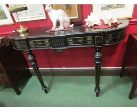 A Victorian ebonised aesthetic movement console table, 153cm long 