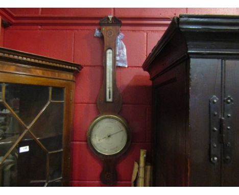A 19th Century mahogany banjo barometer, L. Donegan, Newcastle