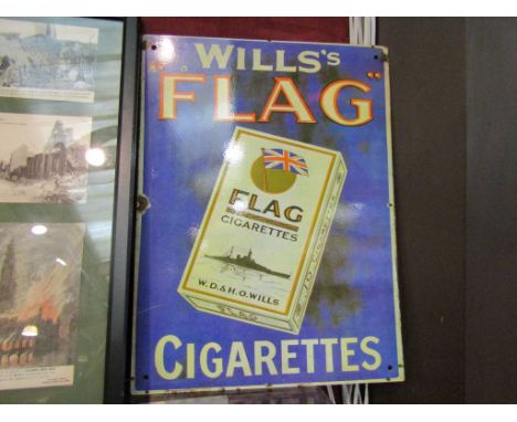 A reproduction Wills's "Flag" cigarettes enamel advertising sign, 40cm x 30cm