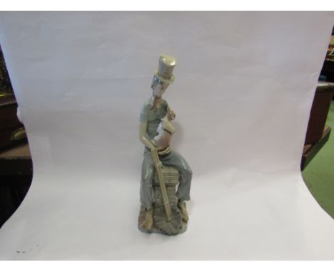 A large Lladro figure of a Chimney Sweep with cat, 45cm tall