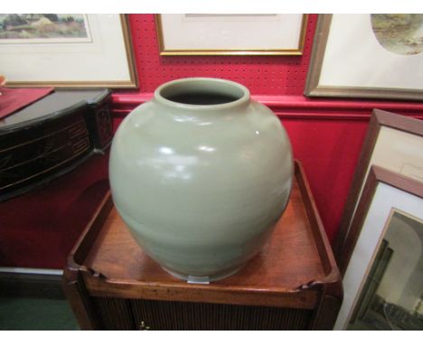 Bullers Ltd. studio pottery green glazed bulbous vase Circa 1930's, 31cm tall