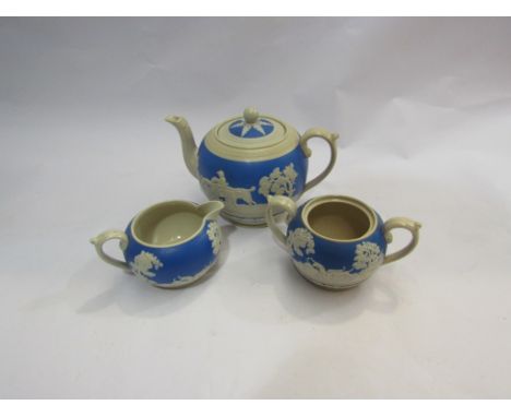 A Copeland Spode Jasperware three piece tea set