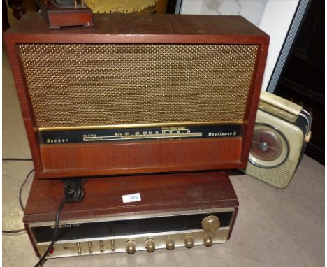 A Harman Kardon vintage radio; a Mayflower II vintage radio; a Bush radio