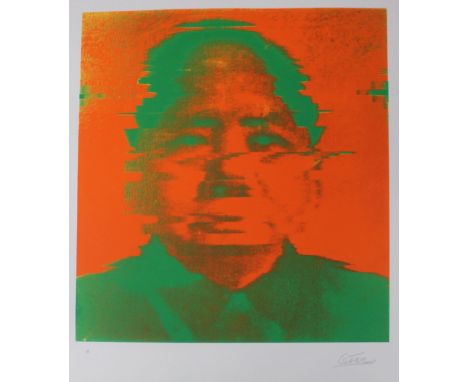 Cesare, Portrait of a man in green and orange.&nbsp; Screenprint.&nbsp; &nbsp;Signed in pencil lower right,&nbsp; 48.5 x 40cm