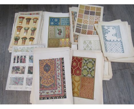 A good quantity of 19th Century designs on paper for architectual design, wall paper, carpet or tile design, different histor