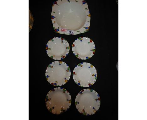 Crown Devon mid 20th century dessert service of seven pieces. UK P&amp;P Group 2 (£20+VAT for the first lot and £4+VAT for su