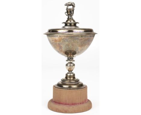 * Bacon Cup. An Edwardian silver-gilt copy of the Bacon cup and cover by Lionel Alfred Crichton, London, 1904, the bowl engra