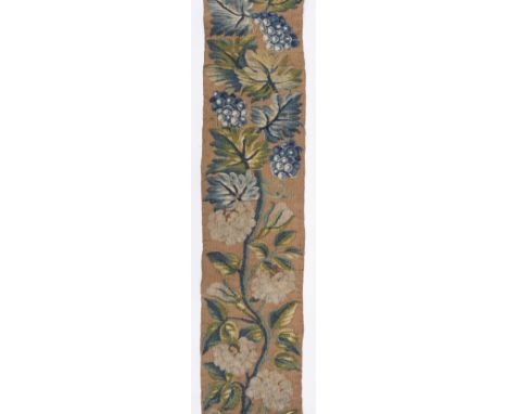 * Tapestry. A long verdure tapestry length, probably French, 18th century, woven in wool in shades of blue, green, pink, and 