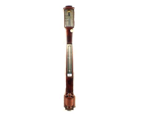 An exceptional early 19th Century bow fronted Mahogany stick barometer by Dolland, London.  The silvered scale is in excellen