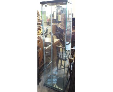 A square glass three shelf display cabinet 