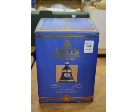 A Wade Bells Scotch whisky decanter to commemorate the 75th birthday of H M Queen Elizabeth 2001, boxed.