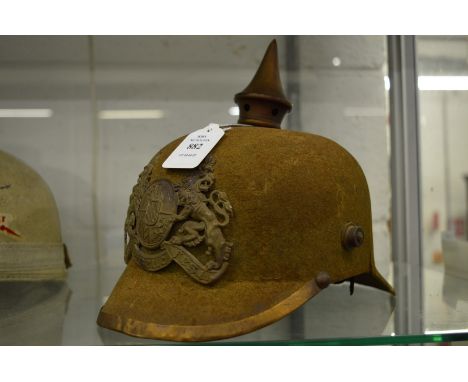 A German military Pickelhaube helmet.