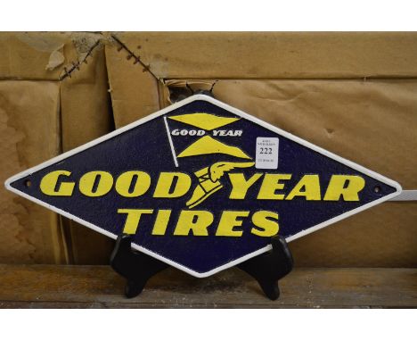 A cast iron Goodyear Tyres sign.