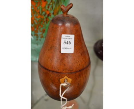 A Georgian style wooden pear shaped tea caddy.