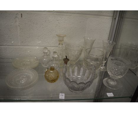 A good cut glass bowl, three large rummers and other glassware.