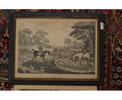 Two black and white hunting prints.