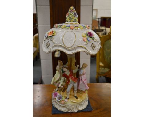 Large Continental porcelain figural table lamp.
