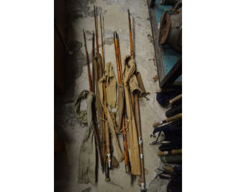 A quantity of split cane fly fishing rods.