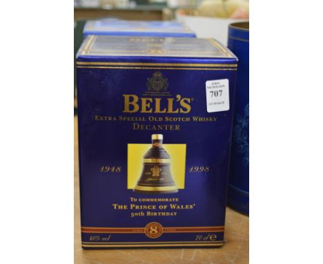 A Wade Bells Scotch whisky decanter to commemorate the 50th birthday of The Prince of Wales 1998, boxed.