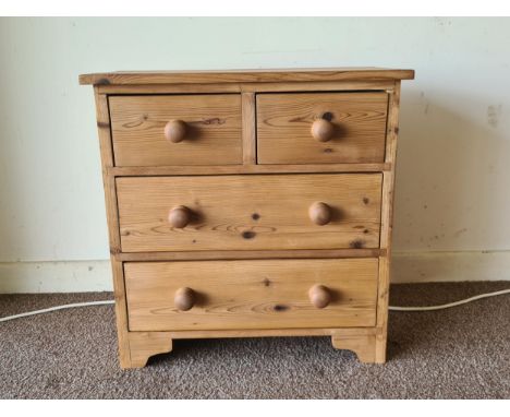 A modern pine small Chest of two short over two long drawers on bracket feet 2ft W x 2ft H 