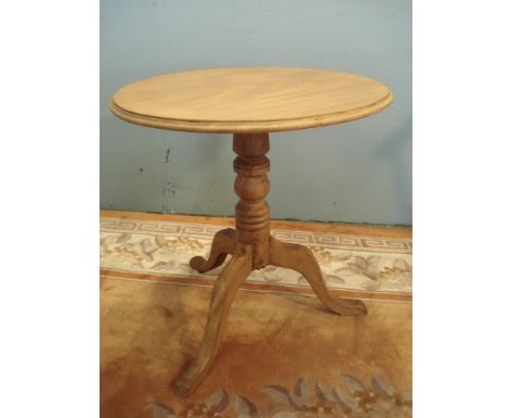A 19th Century stripped mahogany Pillar Table on turned column and tripod supports 2ft H x 2ft D 