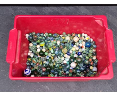 A collection of old glass marbles. 
