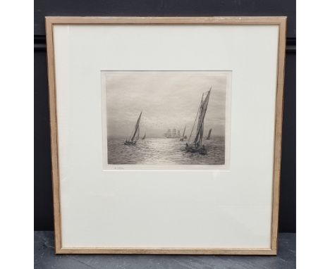 William Lionel Wyllie, 'Sunshine Off The Solent', signed in pencil, etching, pl.17.5 x 22.5cm.