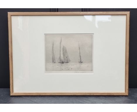 Rowland Langmaid, J-class yachts, signed in pencil, etching, pl.14.5 x 19cm.