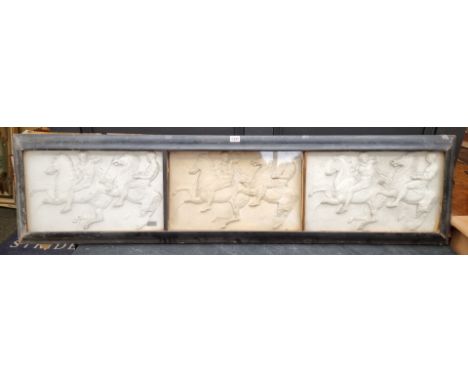 Elgin Marbles: a set of three Parthenon frieze panels, by Benjamin Cheverton, two inscribed and dated 1853, one with 'Arundel