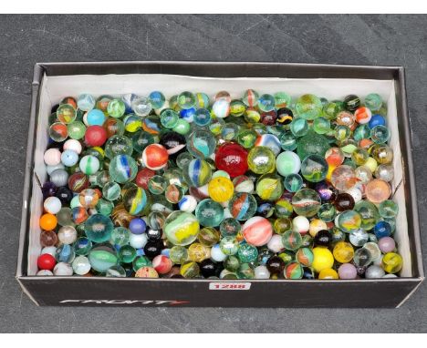 A collection of old glass marbles. 