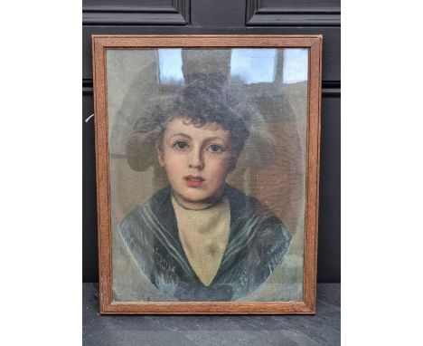 European School, head and shoulders portrait of a young lady, oil on canvas, 45 x 35cm, in a painted oval.