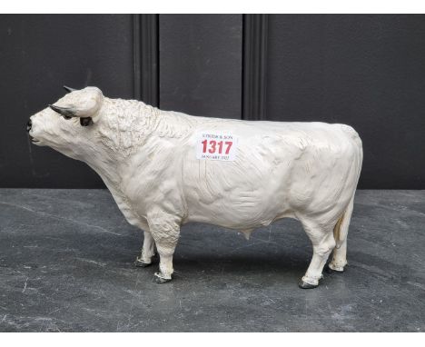 A John Harper for Shebeg Pottery 'White Park Bull', 27cm long.