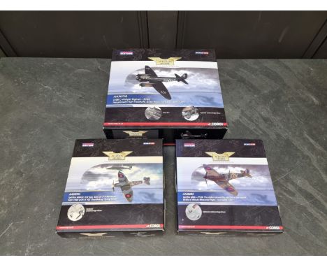 Corgi Aviation Archive:&nbsp;a Spitfire MkXIV, with fi 103 'Doodlebug' flying bomb; together with a Spitfire MkII; and a Ju88